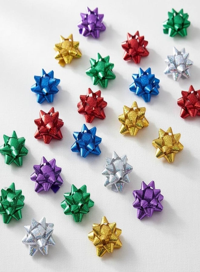 WLngtv 50 Pcs Colorful 1 Inch Gift Bows Mini Christmas Metallic Star Bows Party Gifts Wrapping Adhesive Presents Bows for Valentine's Day,for Parties, Birthdays, Weddings or Holidays,Gift Wrapping Supplies - Image 3